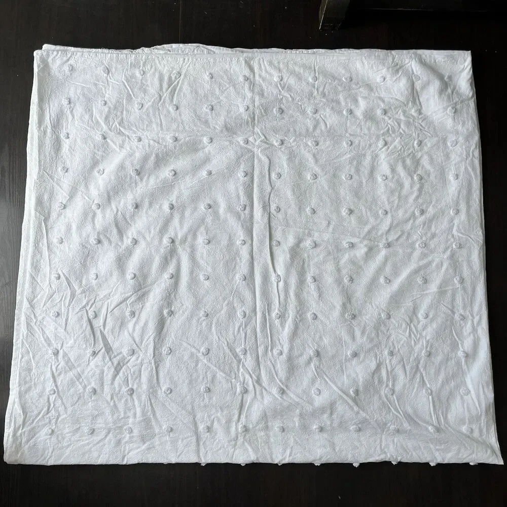 Urban Habitat Full/Queen 3-PC Duvet Set Cotton Jacquard Tufts Shabby Chic Ivory